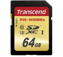 Карта памяти Transcend SDXC 64GB Class 10 UHS-I U3 90/65MB/s, TS64GSDU3