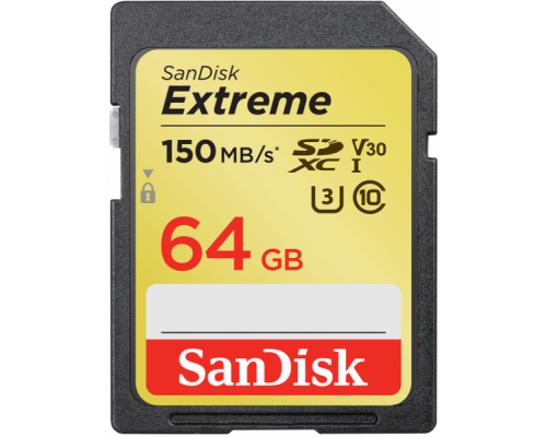 Карта памяти SanDisk Extreme SDXC 64GB V30 UHS-I (U3) 150MB/s