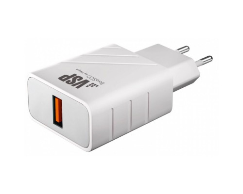 СЗУ адаптер 1 USB QC 3.0 белый, BoraSCO