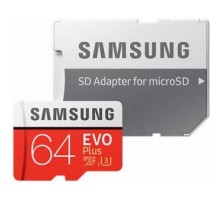 Карта памяти Samsung Evo Plus microSDXC 64Gb Class 10 UHS-I U3 (90/100MB/s) + ADP