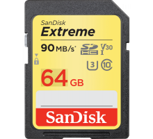 Карта памяти SanDisk Extreme Plus SDHC 64GB Class10 UHS-I U3 V30 90Mb/s