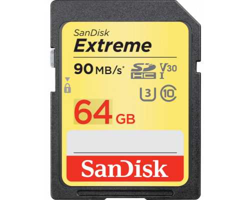 Карта памяти SanDisk Extreme Plus SDHC 64GB Class10 UHS-I U3 V30 90Mb/s