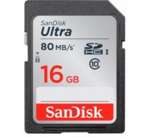 Карта памяти SanDisk Ultra SDHC 16Gb Class 10 UHS-I (80/10 MB/s)
