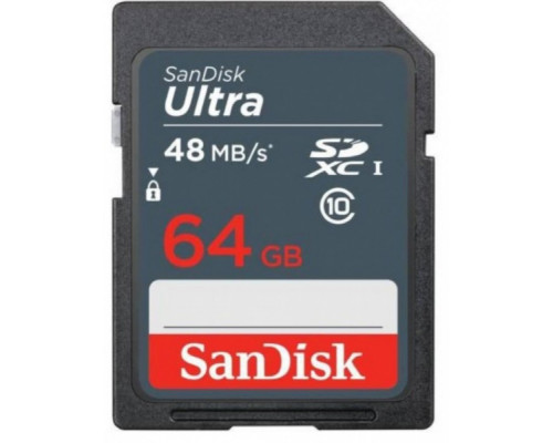 Карта памяти Sandisk Ultra SDXC 64Gb Class 10 UHS-I 48MB/s