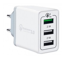 СЗУ адаптер Tech 3 USB (модель NQC-3A) Qick charge 3.0 белый, Redline