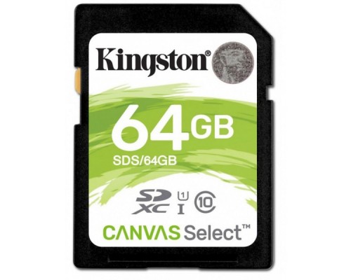 Карта памяти Kingston SDXC 64GB Class10 Canvas Select UHS-I до 80Mb/s