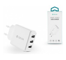 СЗУ адаптер 3 USB 3.1A 17W Smart Charger белый, Devia
