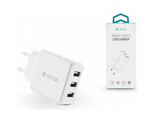 СЗУ адаптер 3 USB 3.1A 17W Smart Charger белый, Devia