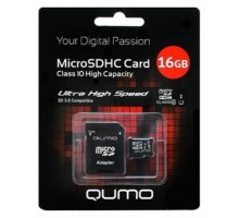 Карта памяти Qumo microSDHC 16GB Class 10 UHS-I U1 + ADP