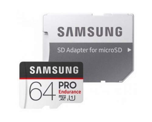 Карта памяти Samsung PRO Endurancе microSDXC 64Gb Class 10 UHS-I U1 (100/30MB/s) + адаптер