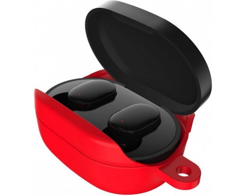 Чехол силиконовый с карабином для Xiaomi Redmi AirDots, красный