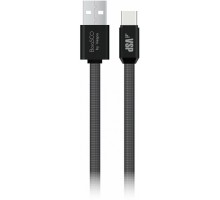 Дата-кабель BoraSCO USB - Type-C, 3А, 1м, металл, в нейлоновой оплетке, плоский, черный